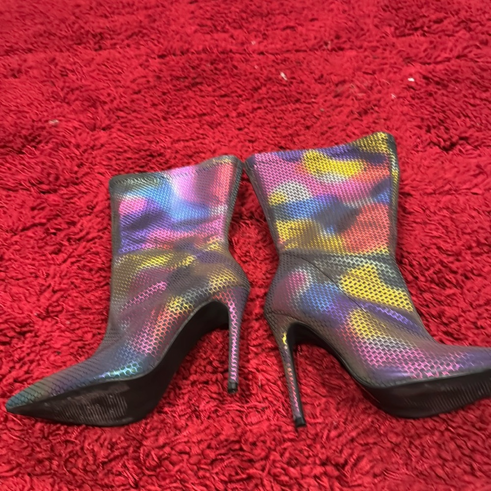 Multi color high heel booties